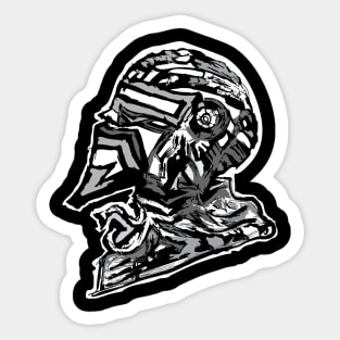 Black and white Sci fi  Robot Design Sticker